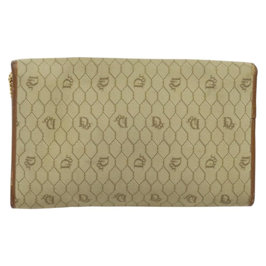 Christian Dior Vintage Honeycomb chain Canvas, BEIGE, CANVAS, Handbag