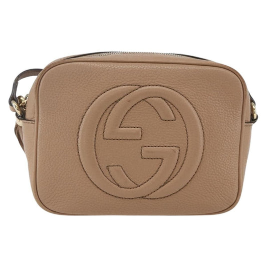Gucci Soho Disco Crossbody Bag Leather, BEIGE, LEATHER, Shoulder bag