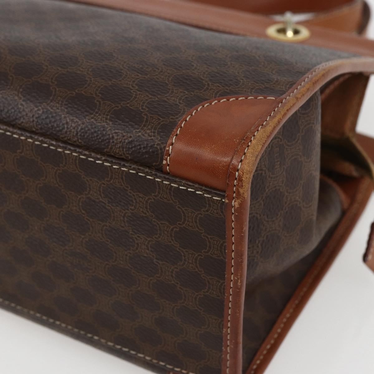 Celine Vintage Macadam Handbag Canvas and Leather, BROWN, CANVAS, Handbag