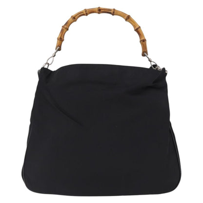 Gucci Vintage Bamboo Shoulder Bag Nylon, BLACK, CANVAS, Shoulder bag