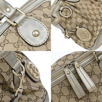 Gucci Sukey Top Handle Satchel GG Canvas with Leather, BROWN, CANVAS, Tote bag