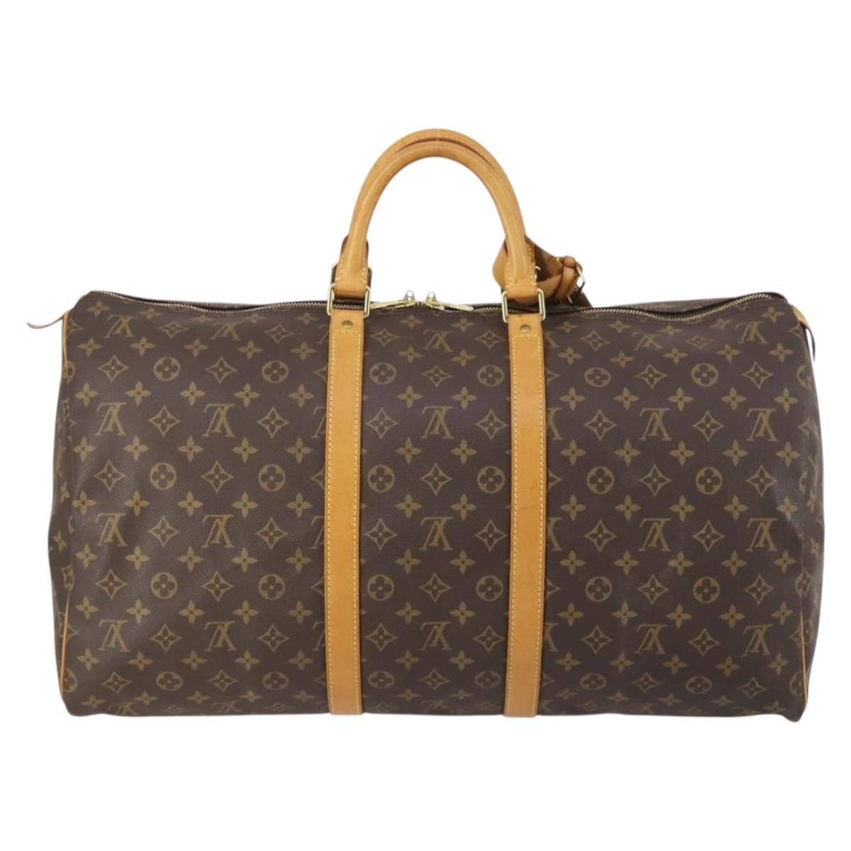 Louis Vuitton Keepall Bag Monogram Canvas, BROWN, CANVAS, Travel bag