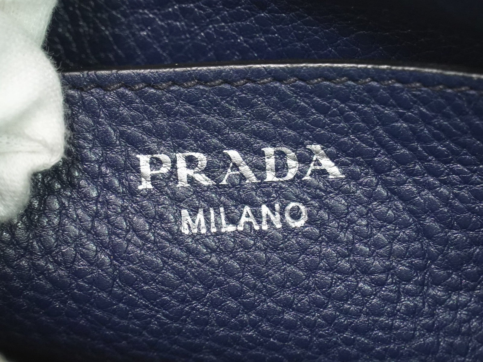 Prada Double Zip Crossbody Bag Vitello Daino, NAVY, LEATHER, Shoulder bag