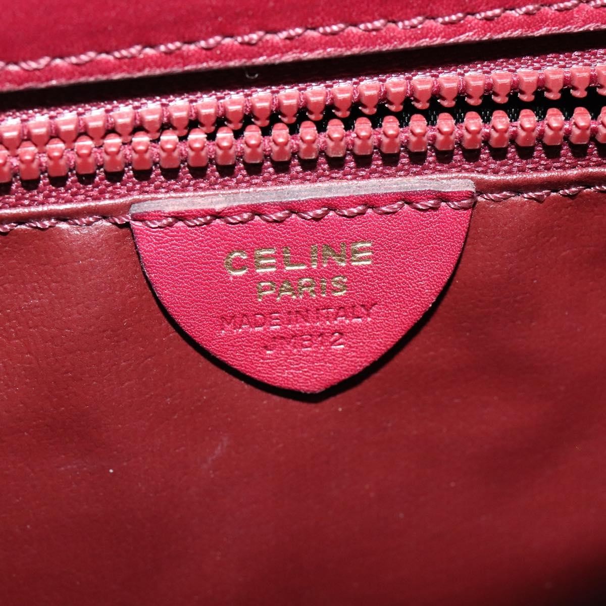 Celine Circle logo Leather, BURGUNDY, LEATHER, Shoulder bag