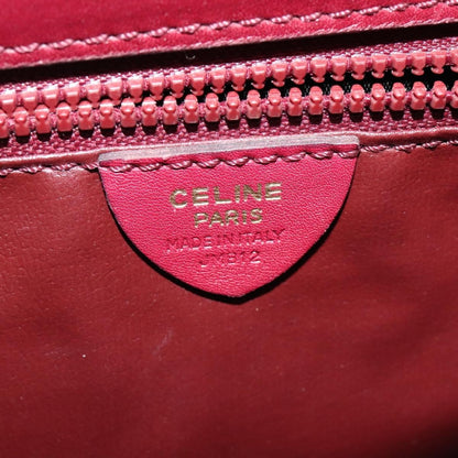 Celine Circle logo Leather, BURGUNDY, LEATHER, Shoulder bag