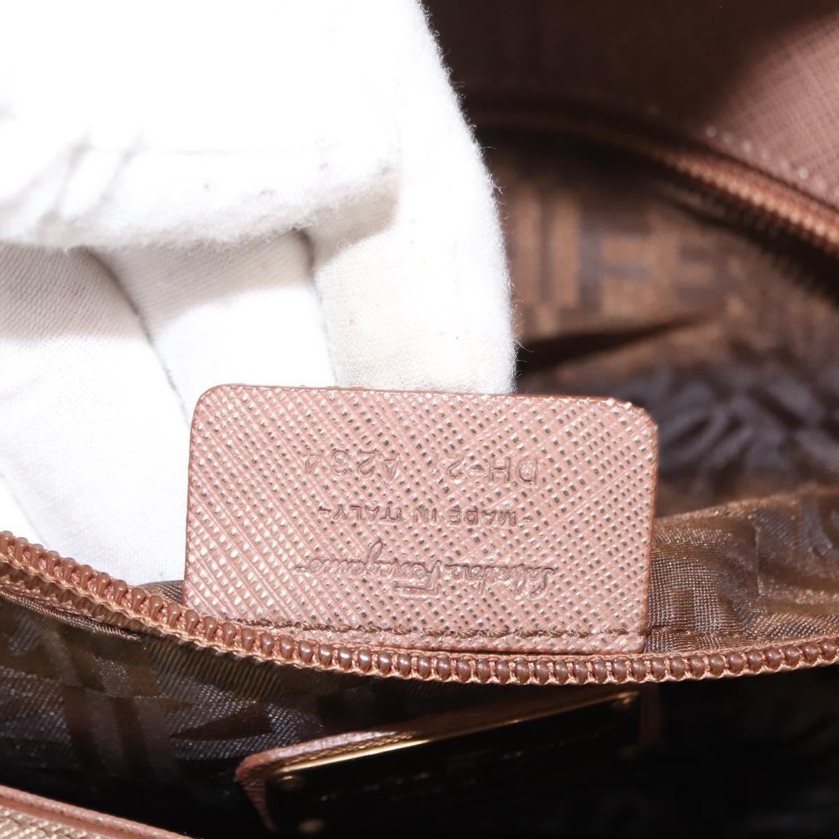 Salvatore Ferragamo Flap Satchel Saffiano Leather, GOLD, LEATHER, Handbag