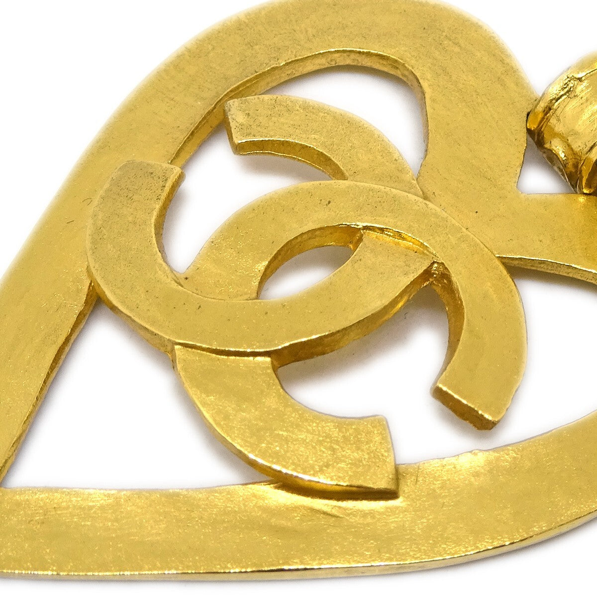 Chanel Vintage CC Heart Cut Out Drop Clip-On Earrings Metal, GOLD, GOLD_PLATED, Earrings