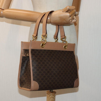 Celine Vintage Macadam Handbag Canvas and Leather, Brown, Canvas, Handbag