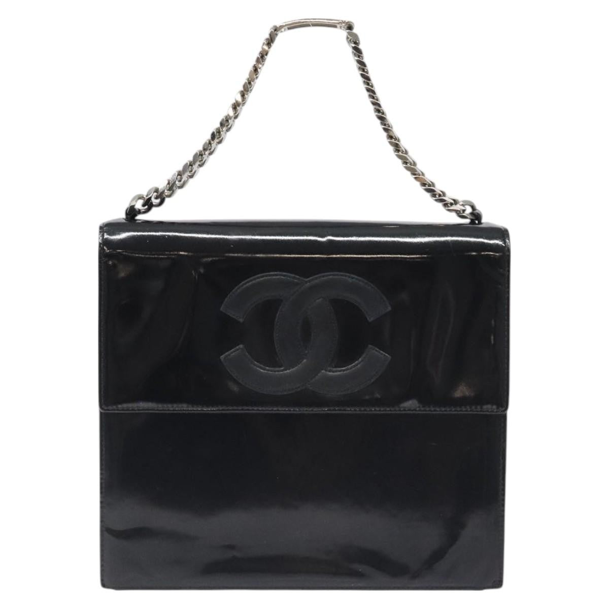 Chanel Vintage CC Box Flap Bag Patent Leather, BLACK, PATENT_LEATHER, Handbag
