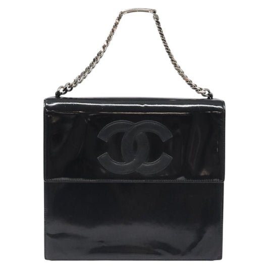 Chanel Vintage CC Box Flap Bag Patent Leather, BLACK, PATENT_LEATHER, Handbag