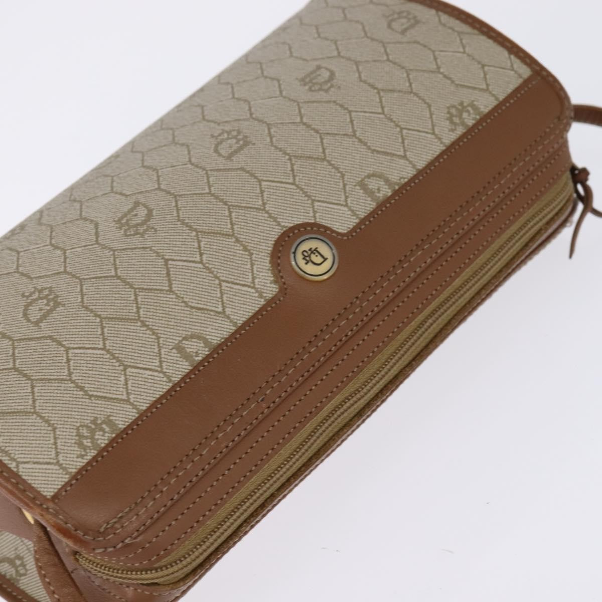 Christian Dior Vintage Honeycomb Shoulder Bag Canvas and Leather, BEIGE, CANVAS, Shoulder bag