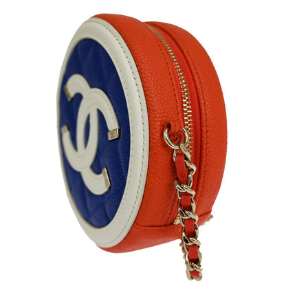 Chanel Filigree Round Coin Purse Quilted Caviar, MULTICOLOUR, LEATHER, Shoulder bag