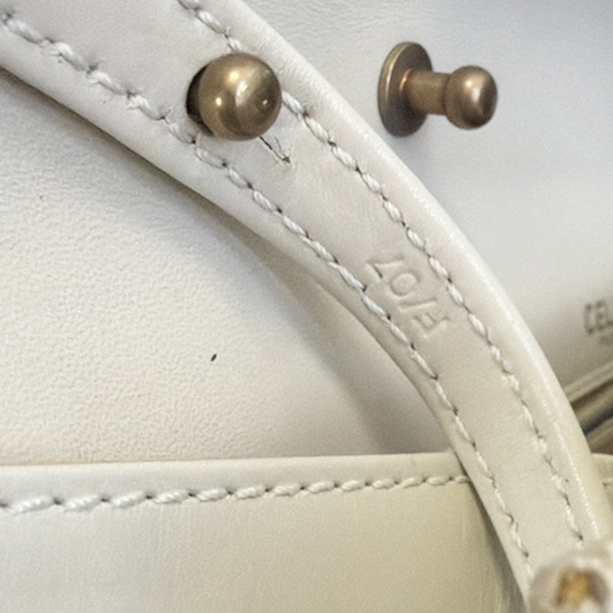 Celine Vintage Triomphe Flap Bag Leather, WHITE, LEATHER, Shoulder bag