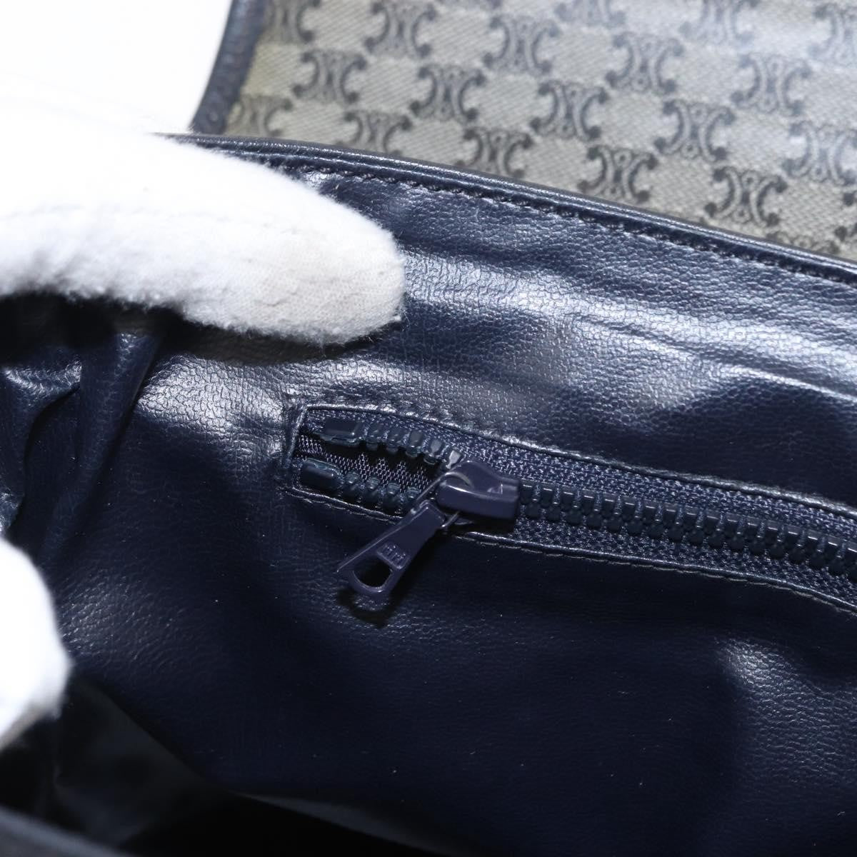 Celine Vintage Macadam Shoulder Bag Canvas and Leather, BLACK, CANVAS, Shoulder bag