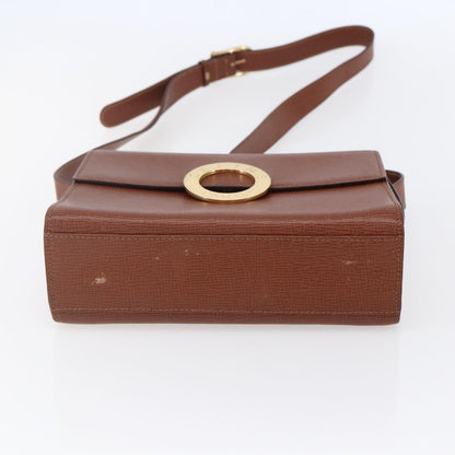 Celine Circle logo Leather, BROWN, LEATHER, Handbag