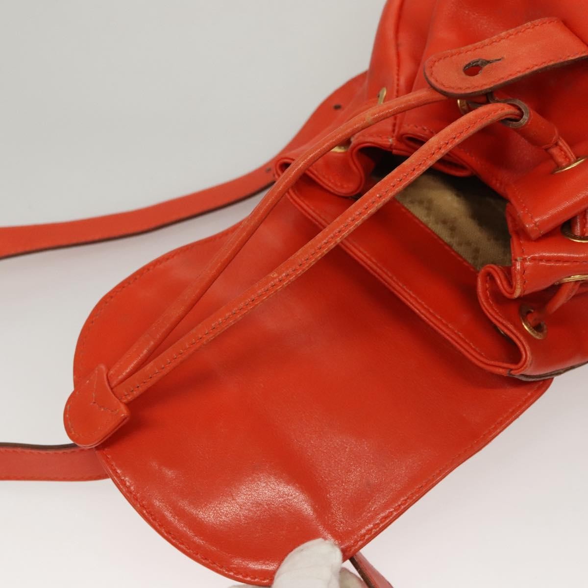 Gucci Vintage Bamboo Backpack Leather, ORANGE, LEATHER, Backpack