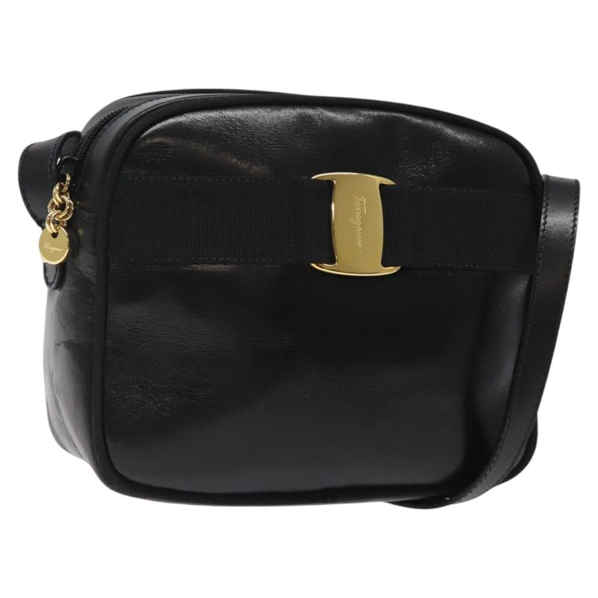 Salvatore Ferragamo Vara Bow camera Shoulder Bag Leather, Black, Leather, Shoulder Bag