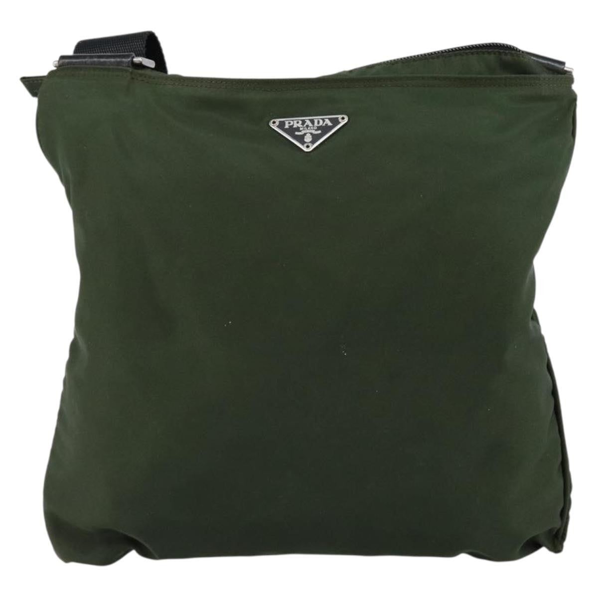 Prada Flat Messenger Bag Tessuto, KHAKI, NYLON, Shoulder bag
