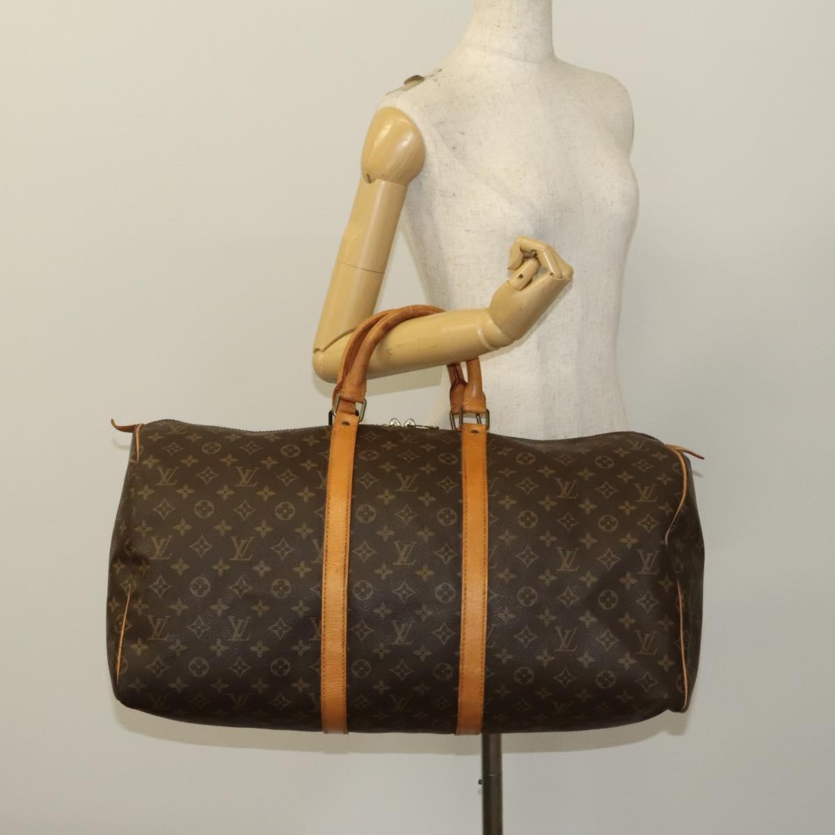Louis Vuitton Keepall Bag Monogram Canvas, BROWN, CANVAS, Travel bag
