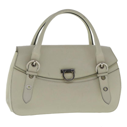 Salvatore Ferragamo Gancini handbag Leather, WHITE, LEATHER, Shoulder bag