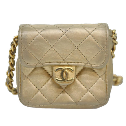 Chanel Vintage Square CC Flap Bag Quilted Leather, Gold, Leather, Shoulder Bag