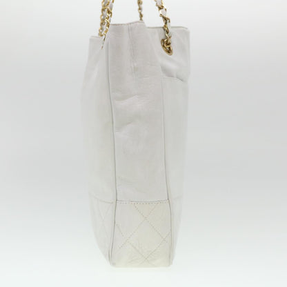Chanel Vintage Shopping Tote Lambskin, WHITE, LEATHER, Shoulder bag