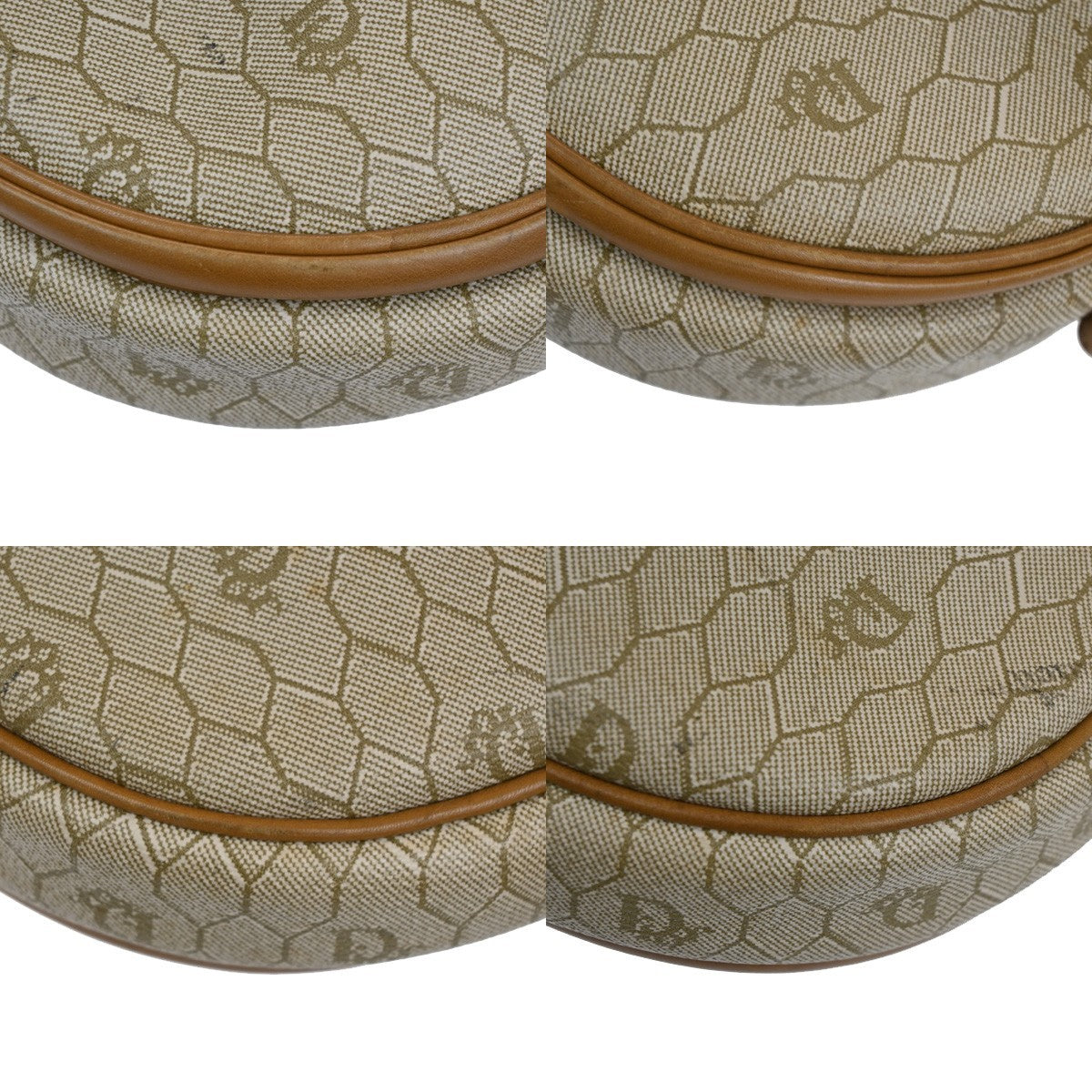 Christian Dior Vintage Honeycomb Shoulder Bag Canvas and Leather, BEIGE, CANVAS, Shoulder bag