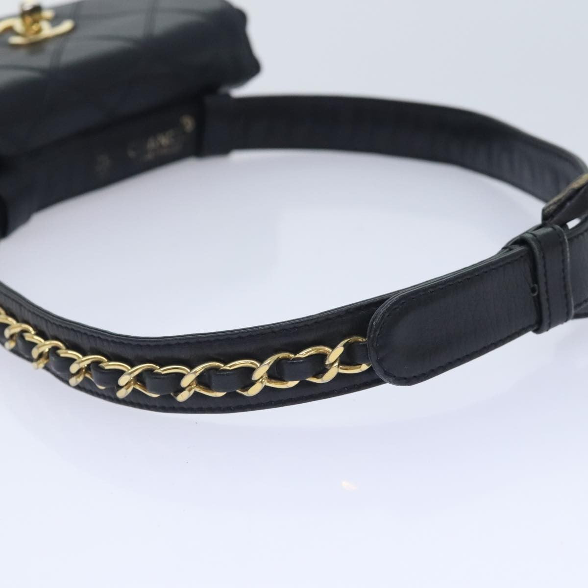 Chanel Vintage Flap Waist Bag Leather, BLACK, LEATHER, Clutche & pouche