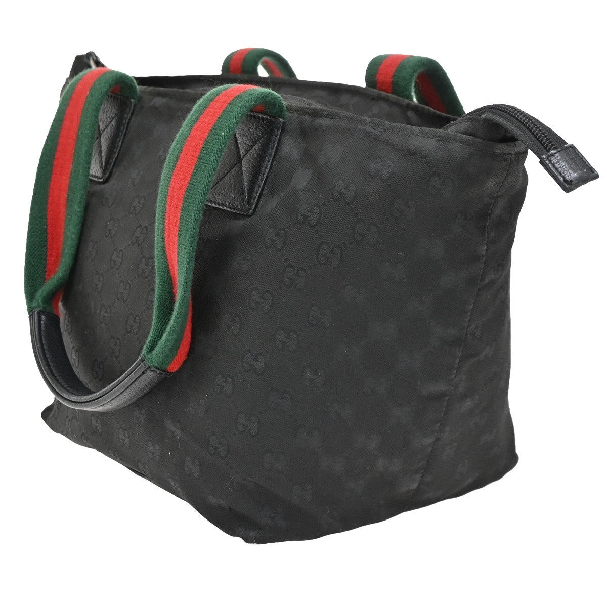 Gucci Web Zip Tote GG Nylon, BLACK, NYLON, Shoulder bag