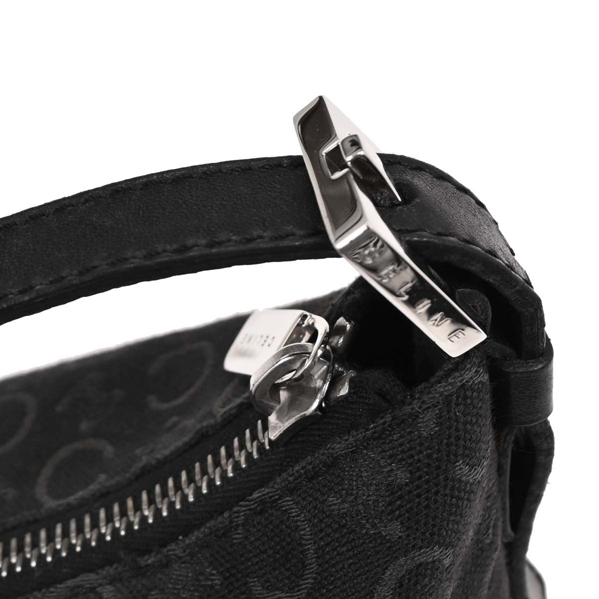 Celine C Macadam Handbag Canvas, BLACK, CANVAS, Handbag