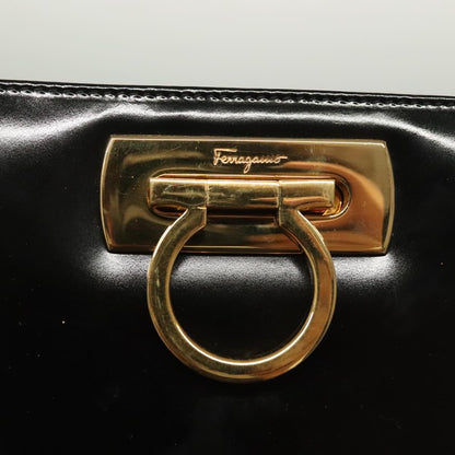 Salvatore Ferragamo Vintage Gancini Chain Shoulder Bag Patent Leather, BLACK, PATENT_LEATHER, Shoulder bag