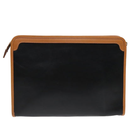 Celine Logo Triomphe Pouch Leather, BLACK, LEATHER, Clutche & pouche