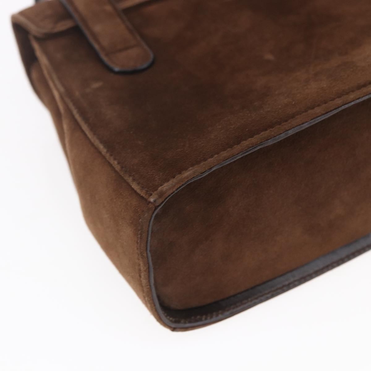 Salvatore Ferragamo Gancini handbag Suede, BROWN, SUEDE, Handbag