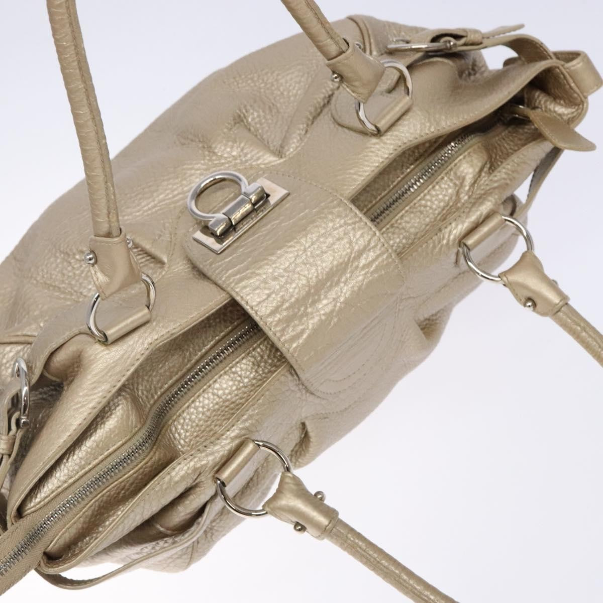 Salvatore Ferragamo Marisa Satchel Leather, GOLD, LEATHER, Handbag