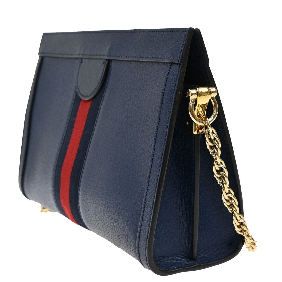 Gucci Ophidia Chain Shoulder Bag Leather, NAVY, LEATHER, Shoulder bag
