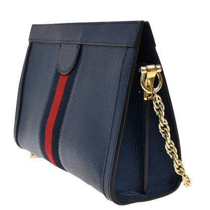 Gucci Ophidia Chain Shoulder Bag Leather, NAVY, LEATHER, Shoulder bag
