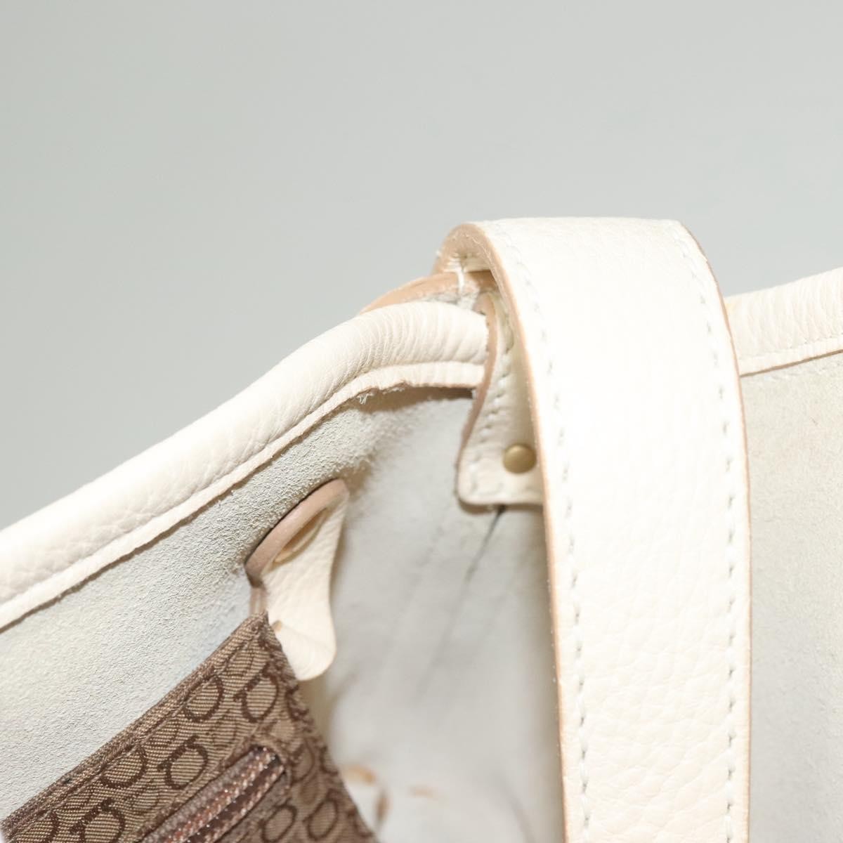 Salvatore Ferragamo Gancini handbag Leather, WHITE, LEATHER, Handbag