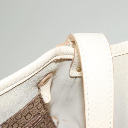 Salvatore Ferragamo Gancini handbag Leather, WHITE, LEATHER, Handbag