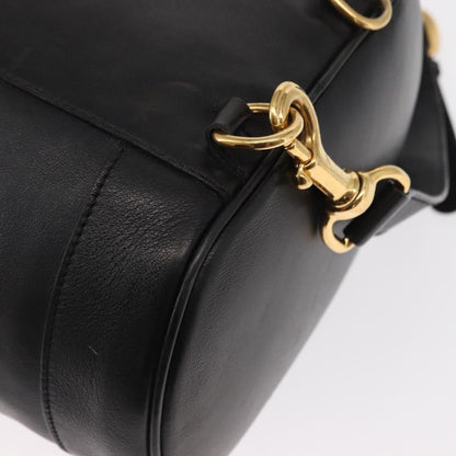 Gucci Vintage Bamboo Sling Backpack Leather, BLACK, LEATHER, Shoulder bag