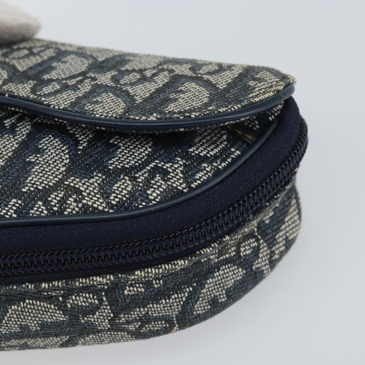 Christian Dior Vintage Saddle Coin Purse Diorissimo Canvas, NAVY, CANVAS, Clutche & pouche