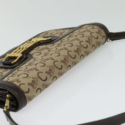 Celine C Sulky Shoulder bag Canvas and Leather, BROWN, CANVAS, Shoulder bag