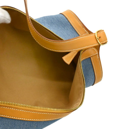 Hermes Sac Doremi Bag Denim with Leather, Blue, Denim, Shoulder Bag