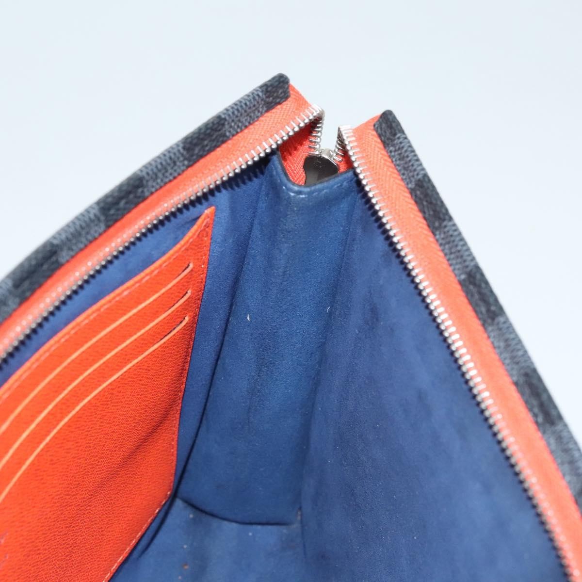 Louis Vuitton Pochette Voyage Epi Leather with Damier Graphite, BLUE, LEATHER, Clutche & pouche