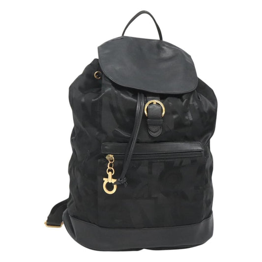 Salvatore Ferragamo Vintage Gancini Backpack Nylon, BLACK, NYLON, Backpack