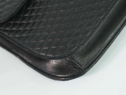 Bally Vintage Handbag Quilted Leather, BLACK, LEATHER, Handbag