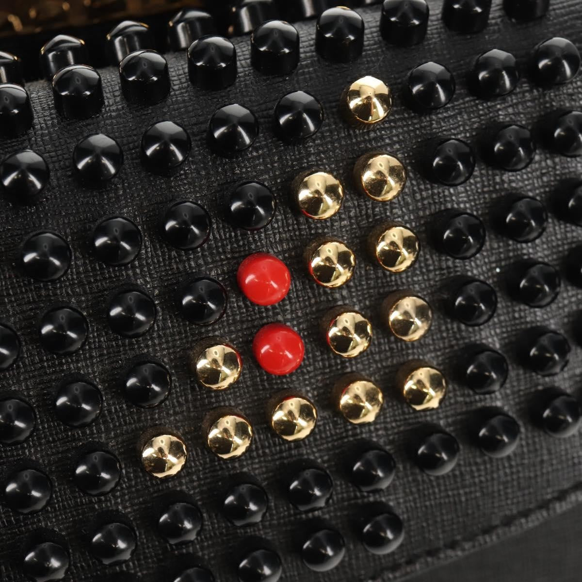 Fendi Demi Jour Monster Satchel Studded Leather, BLACK, LEATHER, Handbag