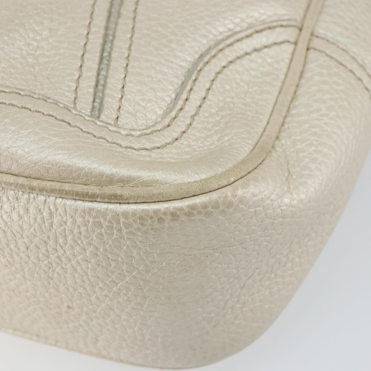 Celine Vintage Buckle Shoulder Bag Leather, WHITE, LEATHER, Shoulder bag