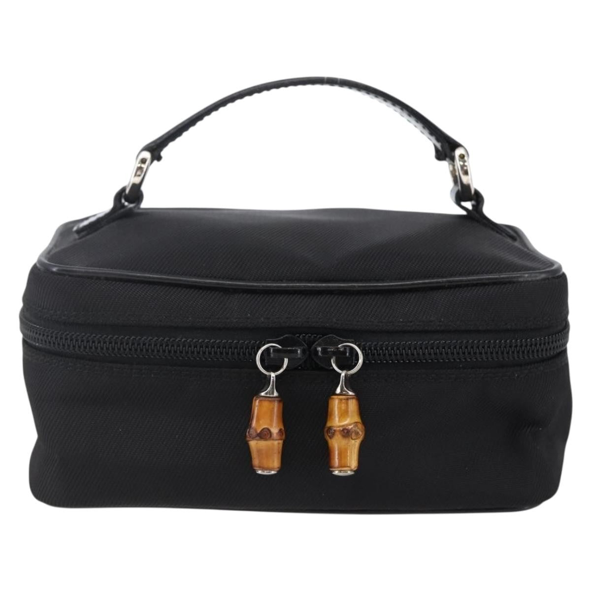 Gucci Vintage Bamboo Vanity Case Nylon, Black, Nylon, Handbag