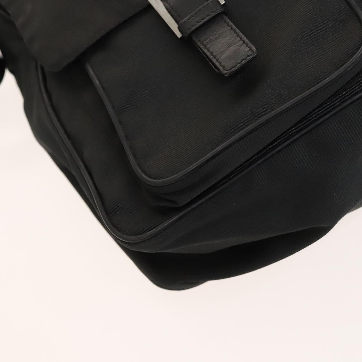 Fendi Vintage Double Buckle Flap Shoulder Bag Nylon, BLACK, NYLON, Shoulder bag