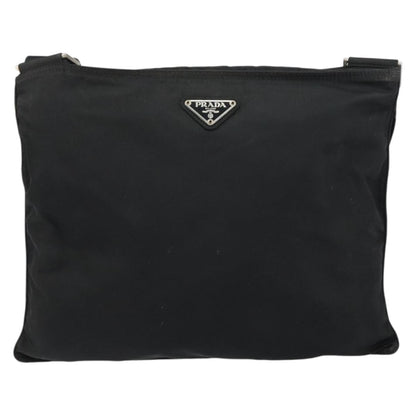 Prada Flat Messenger Bag Tessuto, BLACK, NYLON, Shoulder bag